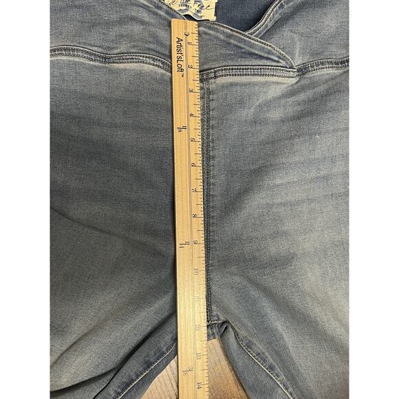 We The Free Jeans Womens 32 Denim Flare High Rise Stretch Boho Raw Hem Pants - Picture 8 of 10